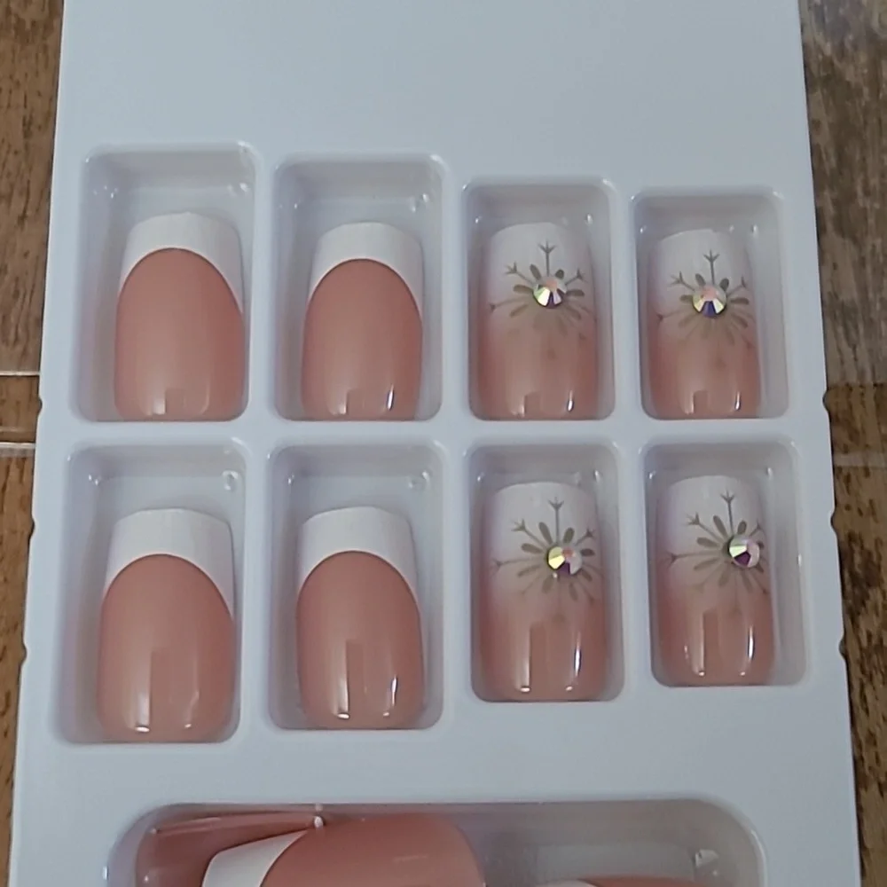 2/$16 Rhinestone French Manicure Press On Nails